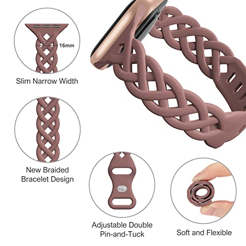 iWabcertoo Slim Silicone Bands Compatible with Apple Watch Band 40mm 38mm 41mm 44mm 45mm 42mm Women Floral Breathable Braided Lace Thin Sport Strap Replacement Wristbands for iWatch SE Series 9 8 7 6 5 4 3 2 1 - Image 4
