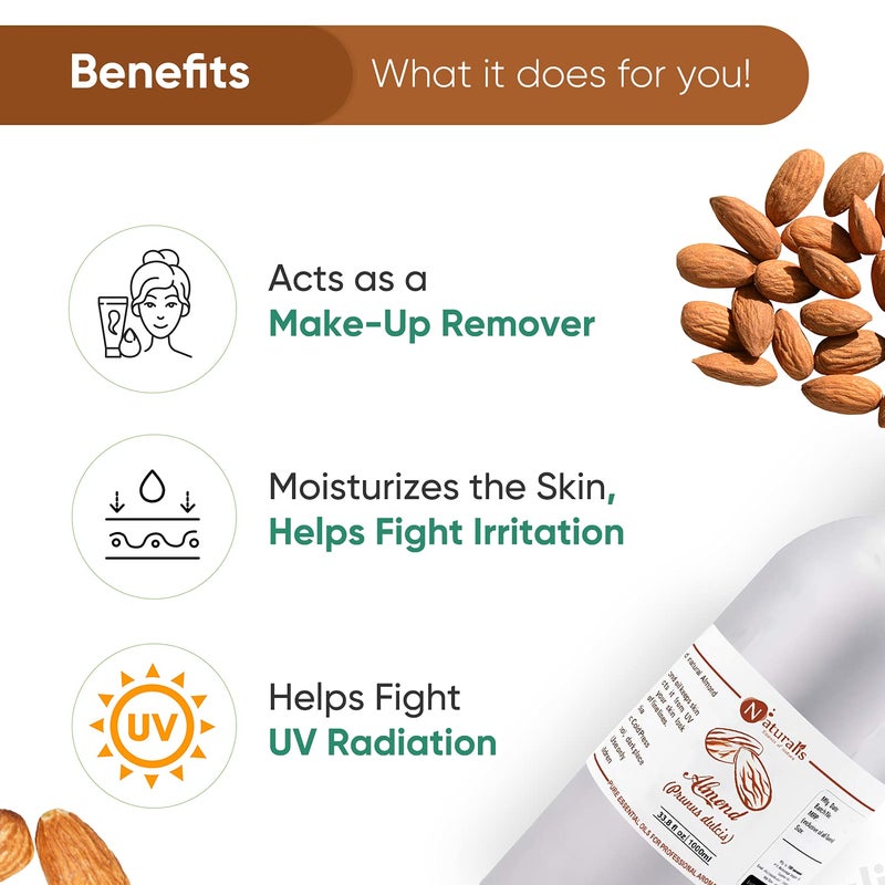 Naturalis Essence of Nature Pure Cold Pressed Sweet Almond Oil for Hair and Skin 1000ml - Image 3