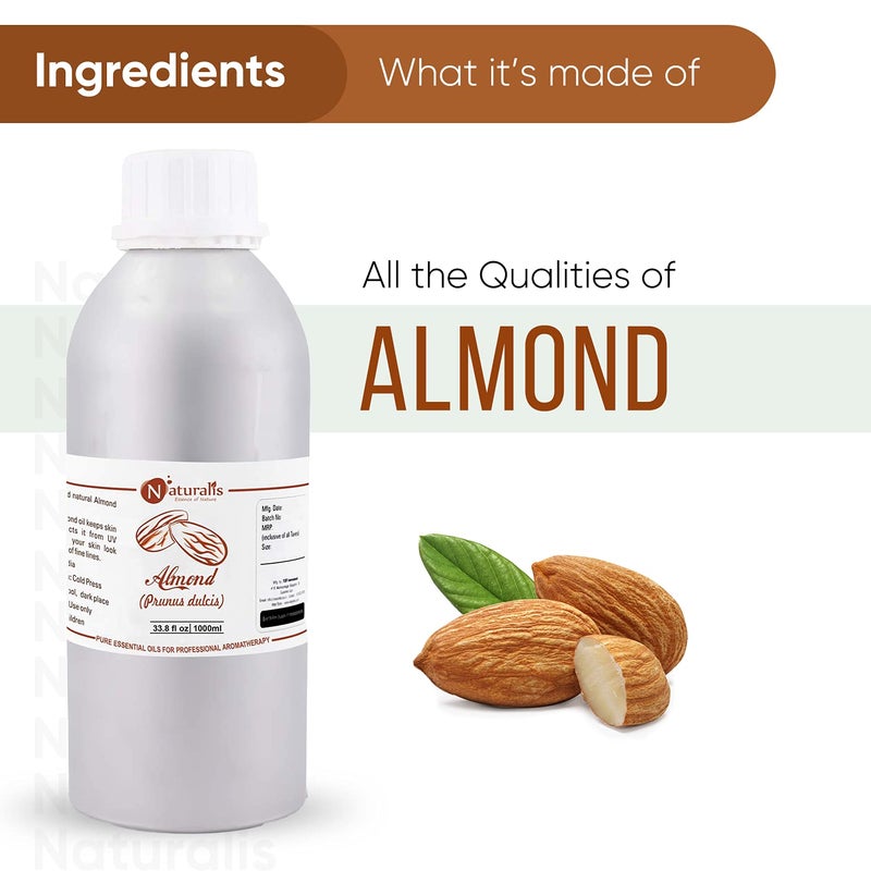 Naturalis Essence of Nature Pure Cold Pressed Sweet Almond Oil for Hair and Skin 1000ml - Image 2