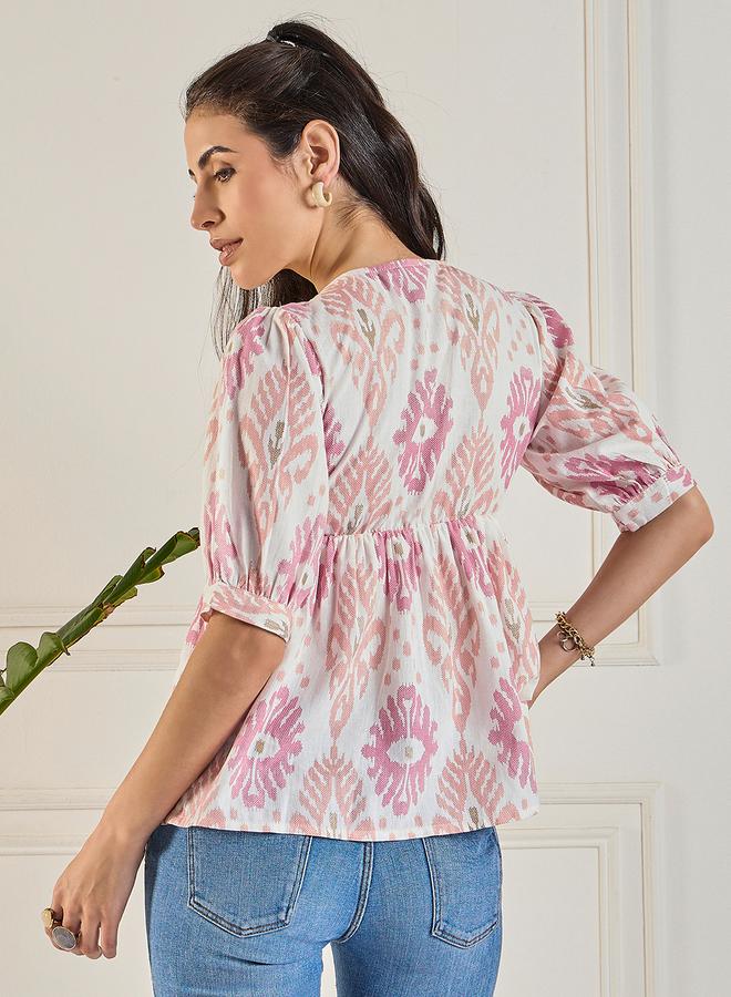 WineRed بلوزة مزمومة مطبوعة - Image 4