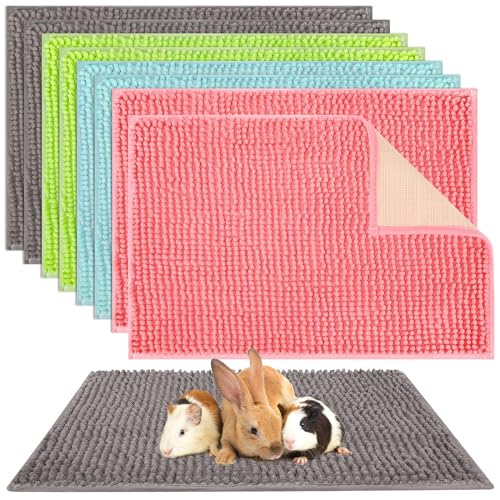 Barydat 8 Pcs Guinea Pig Cage Liner for Guinea Pig Cage Bedding Reusable Rabbit Mat Pad Washable Training Pad Animal Sleeping Bedding Mat16x12Gray Green Pink Blue