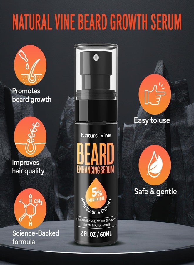 Natural Vine 5% Minoxidil Beard Growth Oil for Men: Minoxidil for Men Beard Hair Regrowth Serum with Biotin and Caffeine - Unleash Your Wildness with Stronger Thicker Fuller Beard 2 FL OZ/60mL - Image 5