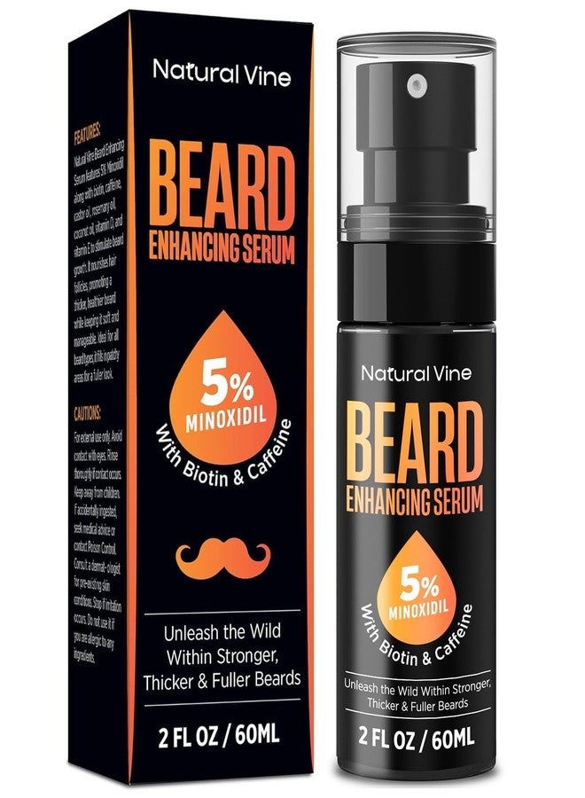 Natural Vine 5% Minoxidil Beard Growth Oil for Men: Minoxidil for Men Beard Hair Regrowth Serum with Biotin and Caffeine - Unleash Your Wildness with Stronger Thicker Fuller Beard 2 FL OZ/60mL - Image 1
