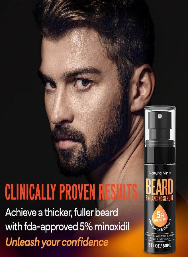Natural Vine 5% Minoxidil Beard Growth Oil for Men: Minoxidil for Men Beard Hair Regrowth Serum with Biotin and Caffeine - Unleash Your Wildness with Stronger Thicker Fuller Beard 2 FL OZ/60mL - Image 2