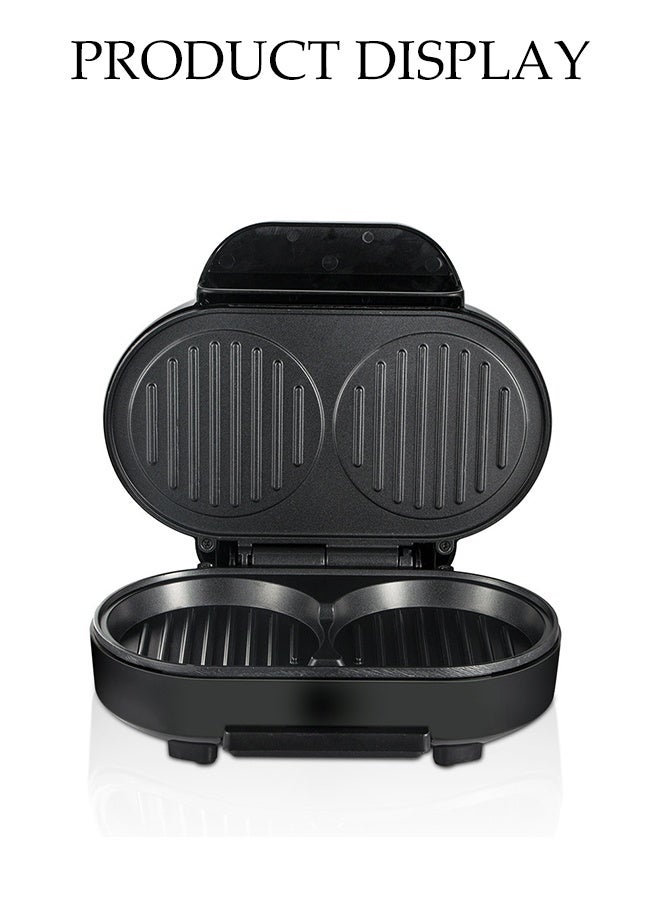 DUNISO Sandwich Maker，2 Slice Grill Maker，Multifunctional Personal Breakfast Bread Toaster， Breakfast Machine，Steak Machine，Non Stick，for Making Sandwiches, Burger, Steak, Fried Egg，Bread Toast，Black - Image 4