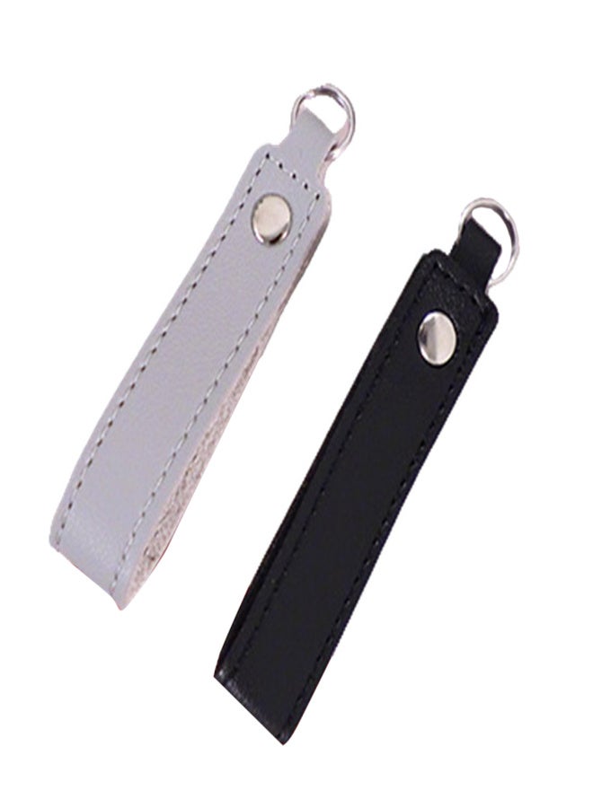 PU Leather Keychain with Stitched Design, Anti-Lost Key Ring Holder for Car Keys Home Keys, Durable Universal Key Fob Accessory,Black+Grey - Image 1
