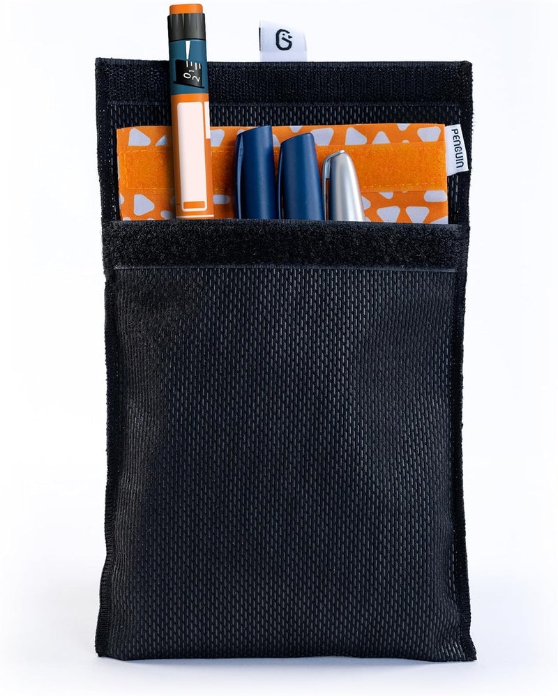 Penguin Insulin Cooler - Water-Activated Insulin Travel Case for Pens - Large Insulin Travel Cooler Measuring 7.8 x 6.3- Stores Insulin Safely at 64F-78F for 45 Hours - Black