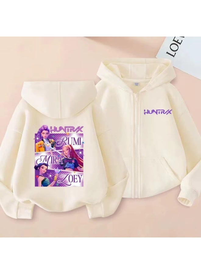 general KPop Korean-style printed fashionable boys' and girls' zip-up hooded sweatshirt for autumn and winter casual wear - Image 1