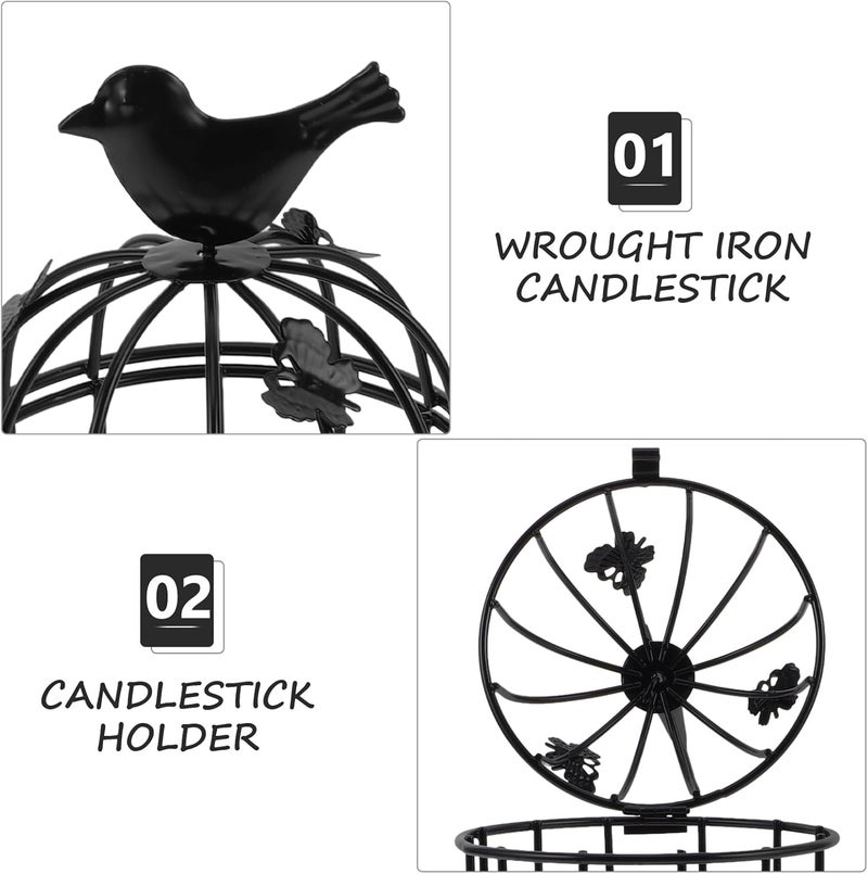 PRETYZOOM Decorative Birdcage Candle Holder Black Vintage Tealight Lantern for Home Wedding Easter Candle Centerpieces Reception Fireplace Holiday - Image 5
