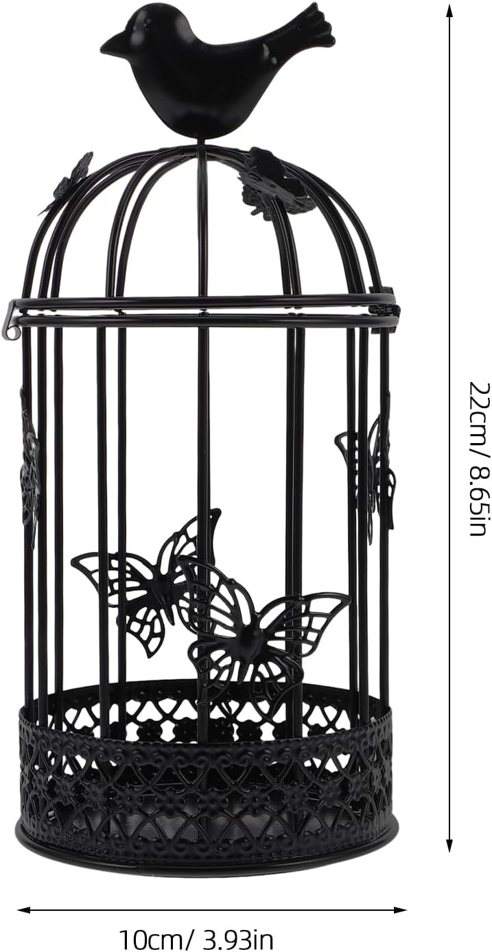 PRETYZOOM Decorative Birdcage Candle Holder Black Vintage Tealight Lantern for Home Wedding Easter Candle Centerpieces Reception Fireplace Holiday - Image 1