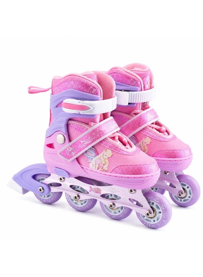 زلاجات بعجلات متراصة (Inline Skates) قابلة للتعديل للأطفال، مزودة بنظام حماية ثلاثي، ومناسبة للمبتدئين للاستخدام الداخلي والخارجي. - Image 2