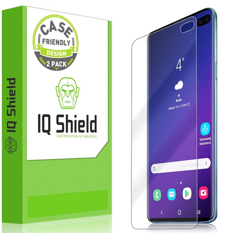 IQShield Screen Protector Compatible with Galaxy S10 Plus (S10+ 6.4 inch)(2-Pack)(Case Friendly) Anti-Bubble Clear TPU Film (NOT Compatible with Verizon S10 5G 6.7)(Works with Fingerprint ID) - Image 1