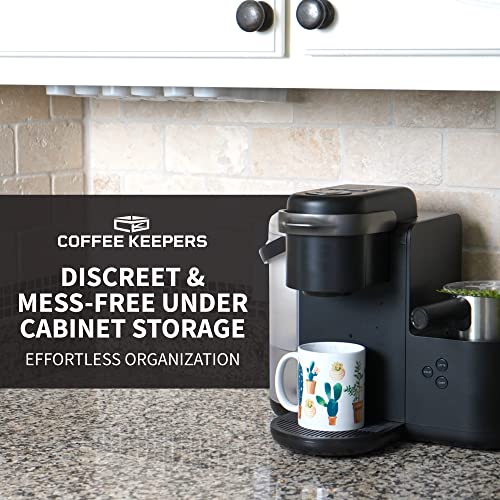 COFFEEKEEPERS Under Cabinet K-Cup Holder for 24 Pods | Keurig Pod Organizer | RV Car Coffee Maker Storage | Space-Saving Pull-Down Container with Adhesive & Screws - Steel 13x10 BLACK - Image 3
