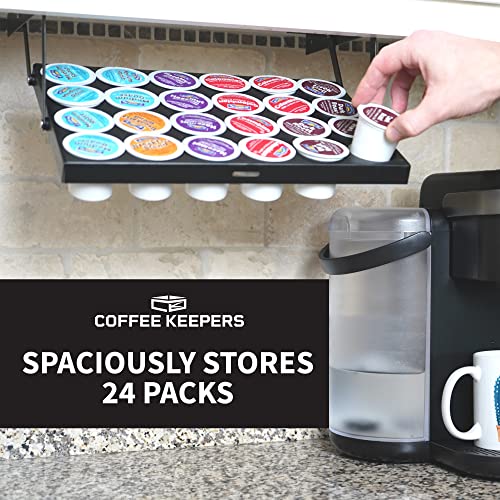 COFFEEKEEPERS Under Cabinet K-Cup Holder for 24 Pods | Keurig Pod Organizer | RV Car Coffee Maker Storage | Space-Saving Pull-Down Container with Adhesive & Screws - Steel 13x10 BLACK - Image 5