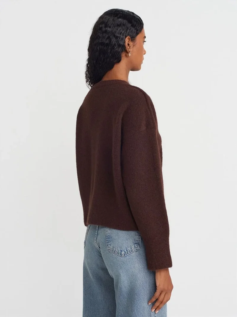 ديلفين Dilvin Women's V-neck Ribbed Knit Sweater