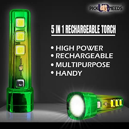Pick Ur Needs 5 in 1 Bright LED 25W Mini Torch Light Home Emergency Lamp Flashlight Built-in Battery USB Rechargeable - Image 5