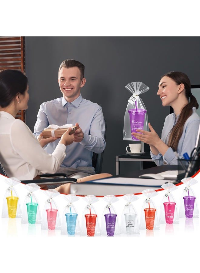 Tioncy 50 Set Valentine Galentine Employee Appreciation Gifts Bulk Team Cups Plastic Tumblers with Lids and Straws 24 oz for Workplace Coworker Staff Nurse Teacher Volunteer(Inspirational,Multicolor) - Image 5