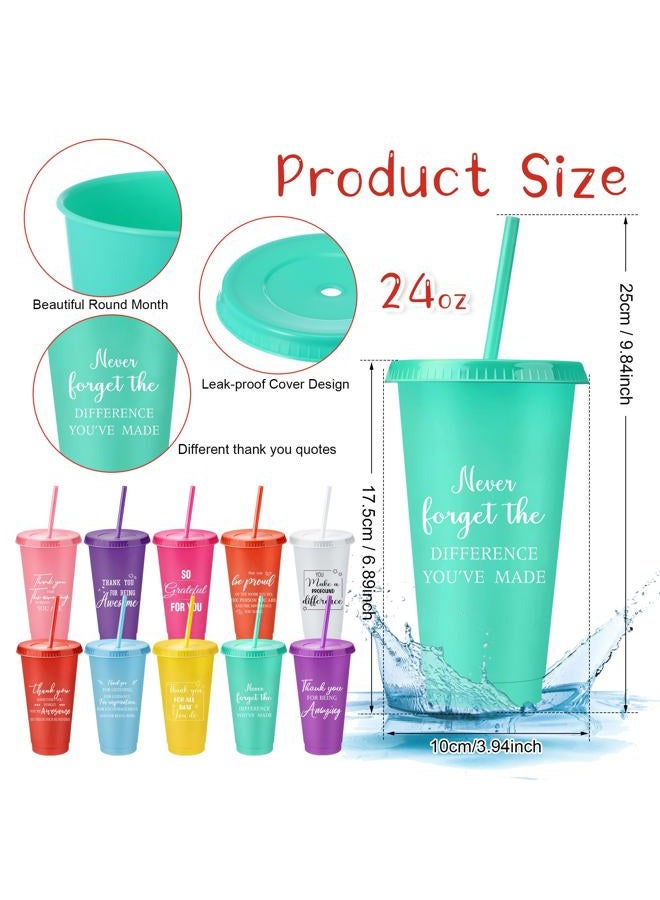 Tioncy 50 Set Valentine Galentine Employee Appreciation Gifts Bulk Team Cups Plastic Tumblers with Lids and Straws 24 oz for Workplace Coworker Staff Nurse Teacher Volunteer(Inspirational,Multicolor) - Image 2