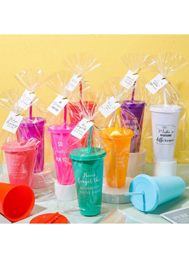 Tioncy 50 Set Valentine Galentine Employee Appreciation Gifts Bulk Team Cups Plastic Tumblers with Lids and Straws 24 oz for Workplace Coworker Staff Nurse Teacher Volunteer(Inspirational,Multicolor) - Image 4