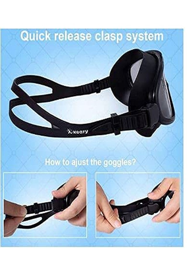 أوفيرا نظارات سباحة وقناع غطس من أوفيرا للبالغين، زجاج مقوى برؤية بانورامية، تقنية مضادة للتسرب والضباب، حزام ناعم محبوك قابل للتعديل للسباحة والغطس - Image 2