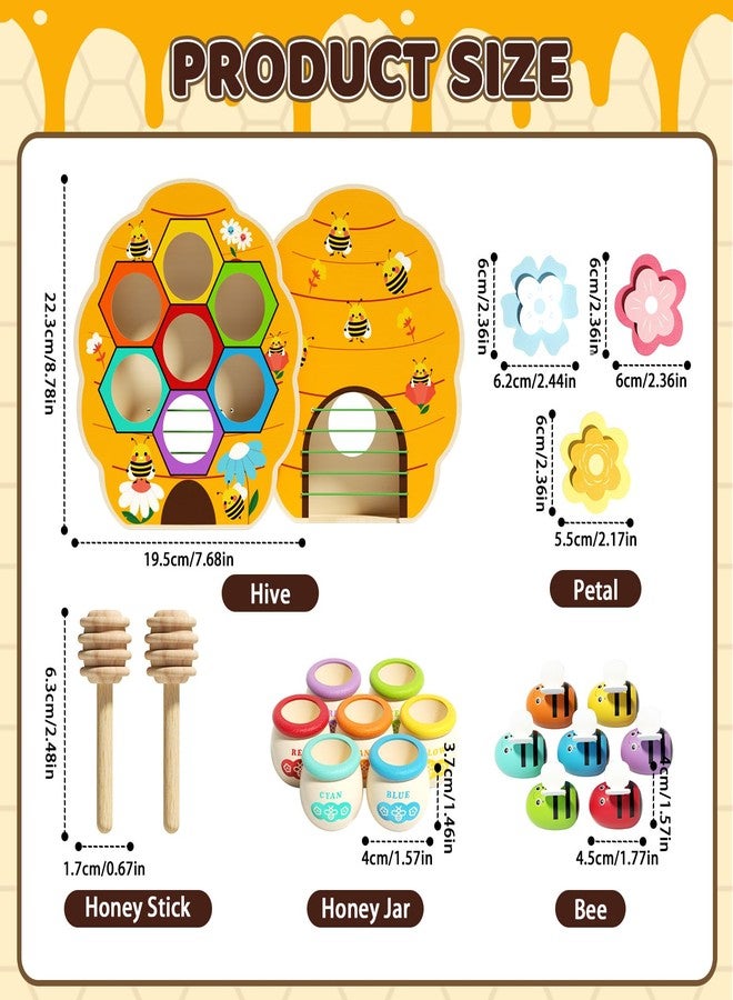 edutree Wooden Toddler Fine Motor Skill Toy, Bee to Hive Matching Game with Honey Jar & Sticks, Montessori Color Sorting Matching Toys, Preschool Educational Learning Toys, Gift for Toddler 2 3 4 - Image 3