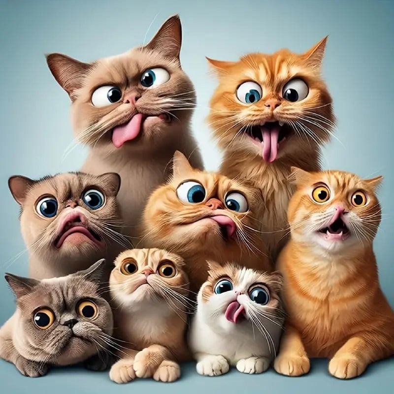 MOMDEDP Cat Diamond Painting Kits for Adults, Cat Diamond Art Kits for Beginners, 5D DIY Animal Diamond Dot Art, Full Drill Gem Craft for Home Decor 12x12 inch - Image 1