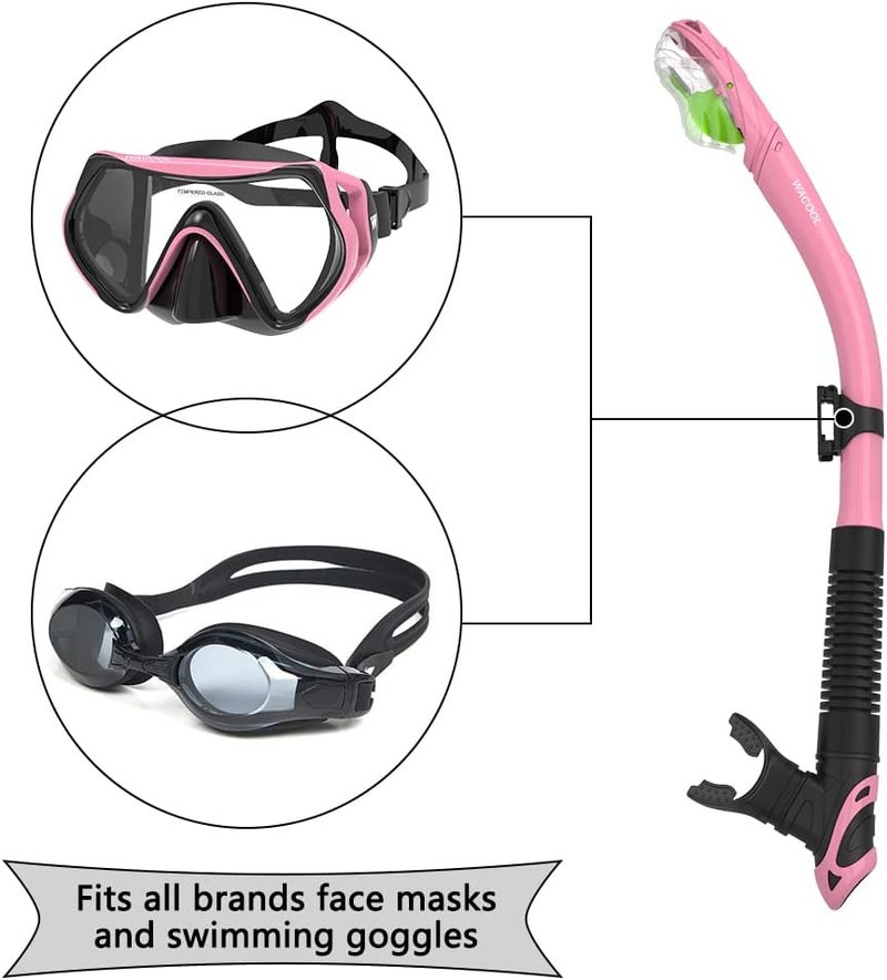 WACOOL Dry Top Snorkel Tube Comfortable Mouthpiece One-Way Purge Valve for Pool Open Water Scuba Lap Swimming Swimmer Training Diving Snorkeling - Image 5