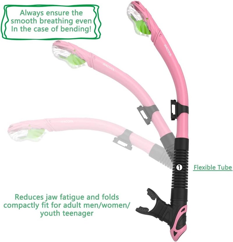 WACOOL Dry Top Snorkel Tube Comfortable Mouthpiece One-Way Purge Valve for Pool Open Water Scuba Lap Swimming Swimmer Training Diving Snorkeling - Image 4