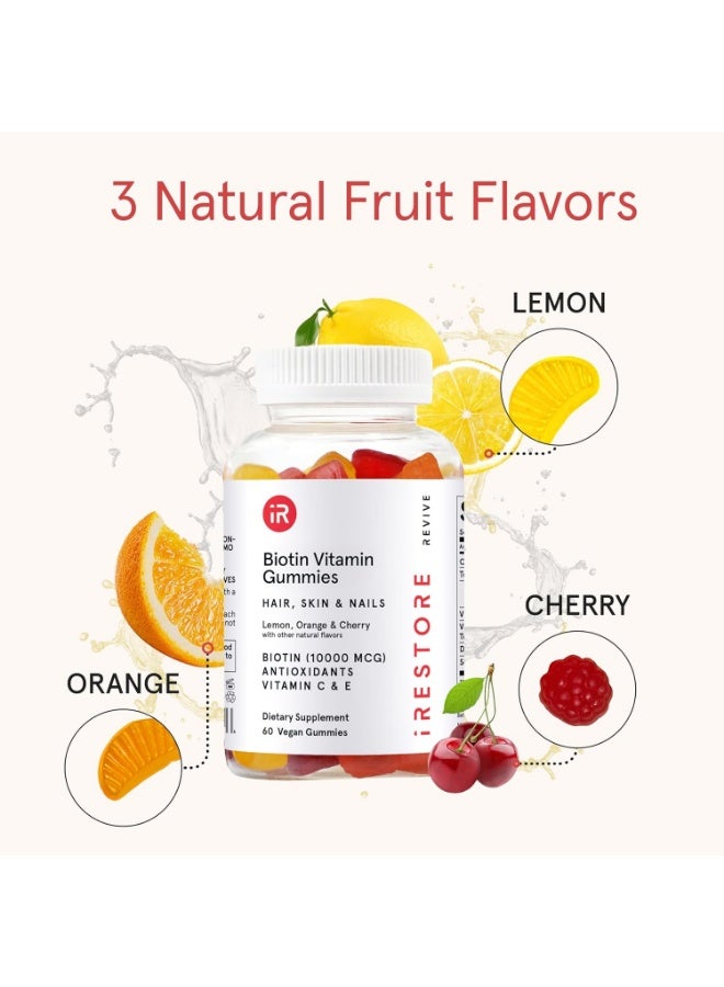iRestore Hair Gummy Vitamins, Vegan Biotin Gummies for Hair Skin and Nails 60 Gummies 30 Servings - Image 2