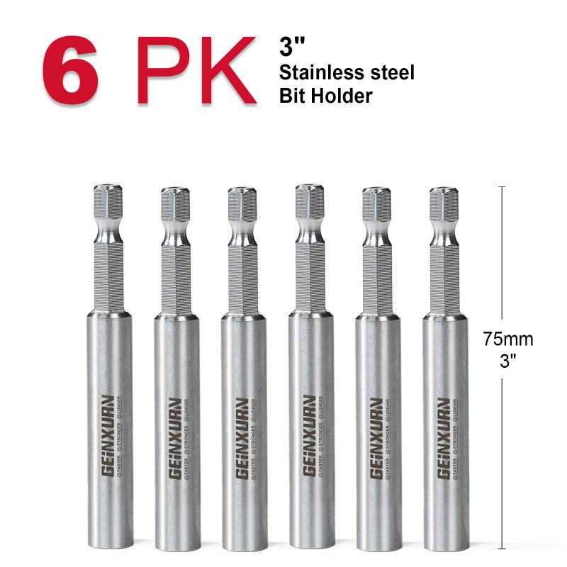 Geinxurn 6PACK Stainless Screwdriver Bit Holders, 3Inches Extension Socket Drill Bit Magnetic Holder Hex Shank Quick-Change Drill Bit Guide - Image 2