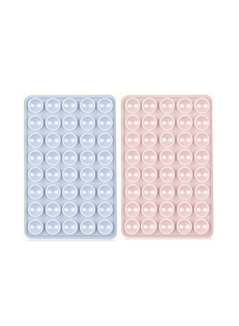 Loquat 2 Pack Light Blue Light Pink Silicone 40pcs Suction Cup Phone Case Double-Sided Suction Cup Non-Slip Hands-Free Phone Accessory Holder For Video And Selfie - Image 1