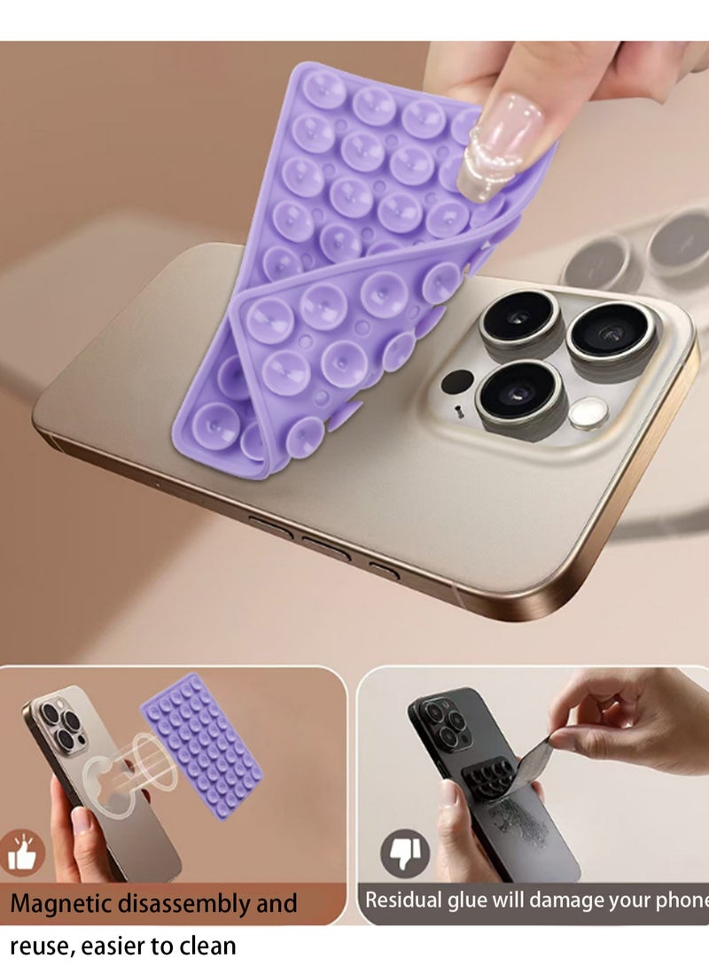 Loquat 2 Pack Light Blue Light Pink Silicone 40pcs Suction Cup Phone Case Double-Sided Suction Cup Non-Slip Hands-Free Phone Accessory Holder For Video And Selfie - Image 4