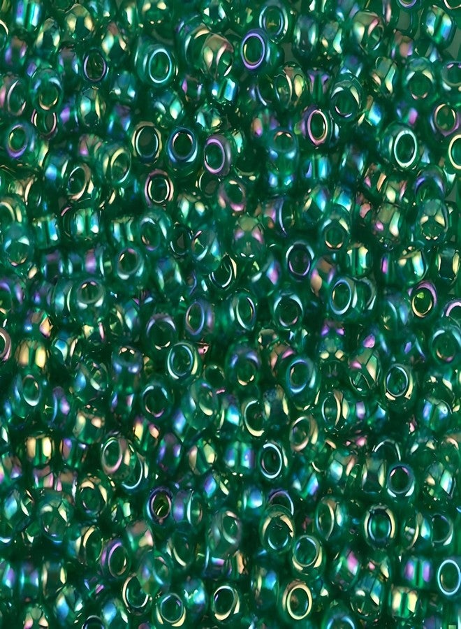 Miyuki Round Rocaille Seed Beads Size 8/0 Transparent Green AB 22 Gram Tube - Image 1