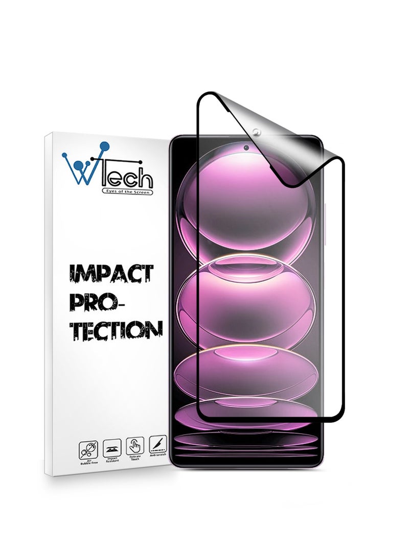 Wtech Nano Matte Ceramic Anti Fingerprint Full Glue Full Cover Flexible Screen Protector For Xiaomi Redmi Note 12 Pro 4G 2022 Clear/Black - Image 1