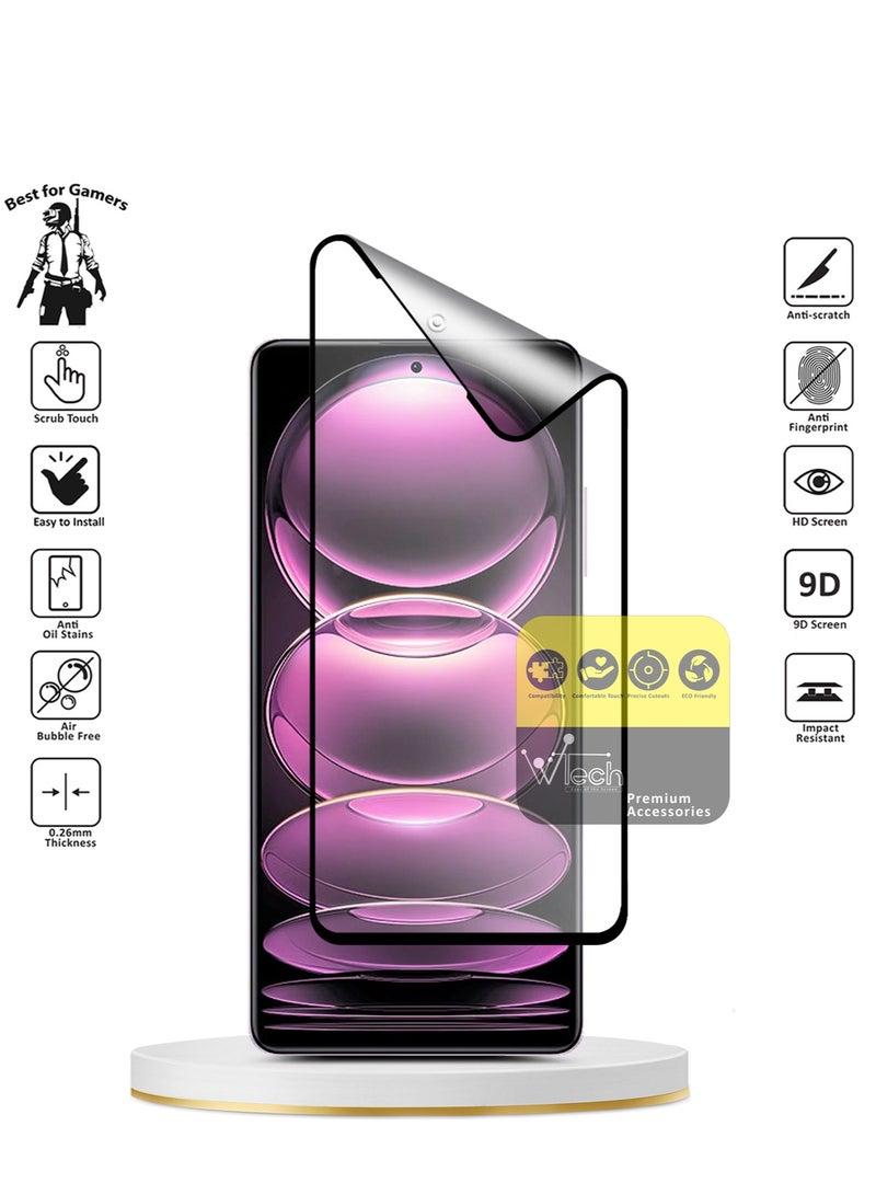 Wtech Nano Matte Ceramic Anti Fingerprint Full Glue Full Cover Flexible Screen Protector For Xiaomi Redmi Note 12 Pro 4G 2022 Clear/Black - Image 5