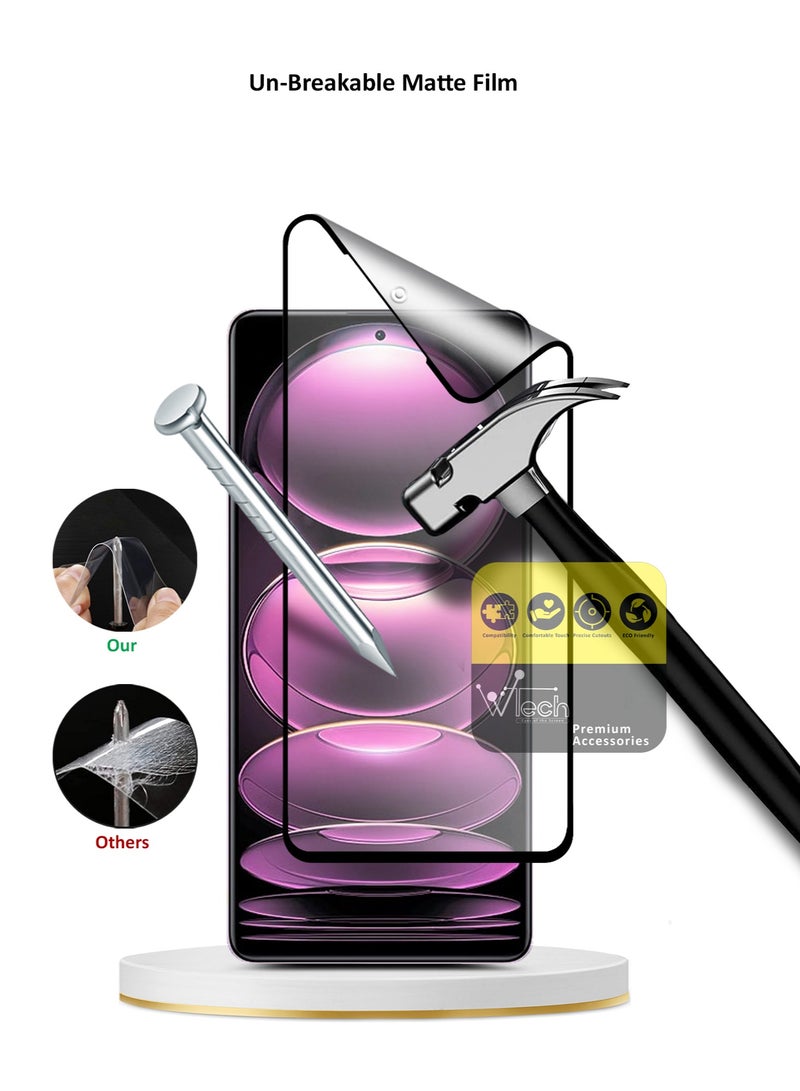 Wtech Nano Matte Ceramic Anti Fingerprint Full Glue Full Cover Flexible Screen Protector For Xiaomi Redmi Note 12 Pro 4G 2022 Clear/Black - Image 4