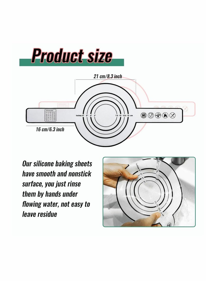 Excefore Silicone Baking Mat, for Dutch Oven Bread Baking Black and Red Non-stick Baking Mat with Long Handle 8.3 Inch Reusable Silicone Baking Sheets Heat Resistant Baking Bread Pad for Dough Pastry - Image 2