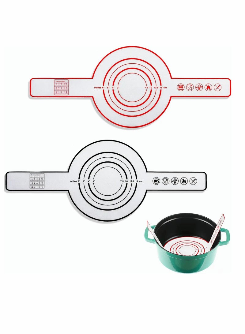 Excefore Silicone Baking Mat, for Dutch Oven Bread Baking Black and Red Non-stick Baking Mat with Long Handle 8.3 Inch Reusable Silicone Baking Sheets Heat Resistant Baking Bread Pad for Dough Pastry - Image 1