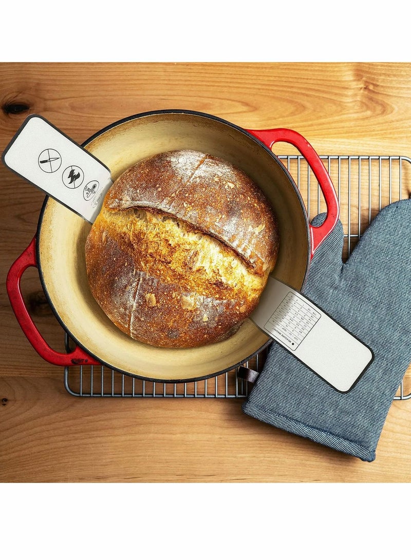 Excefore Silicone Baking Mat, for Dutch Oven Bread Baking Black and Red Non-stick Baking Mat with Long Handle 8.3 Inch Reusable Silicone Baking Sheets Heat Resistant Baking Bread Pad for Dough Pastry - Image 4