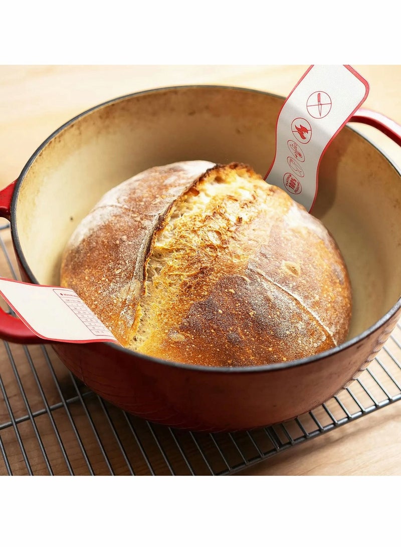 Excefore Silicone Baking Mat, for Dutch Oven Bread Baking Black and Red Non-stick Baking Mat with Long Handle 8.3 Inch Reusable Silicone Baking Sheets Heat Resistant Baking Bread Pad for Dough Pastry - Image 5