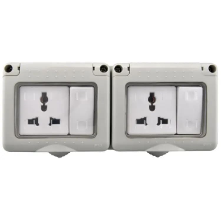 KEETII MART KEETII MART Water Proof Plastic Box with Switch and Socket gaurd Use in roof top Water Proof 3 Module and 2 Gang Double Wall Mount Three Phase Stainless Steel IP55 Manual Control Panel  - Image 1