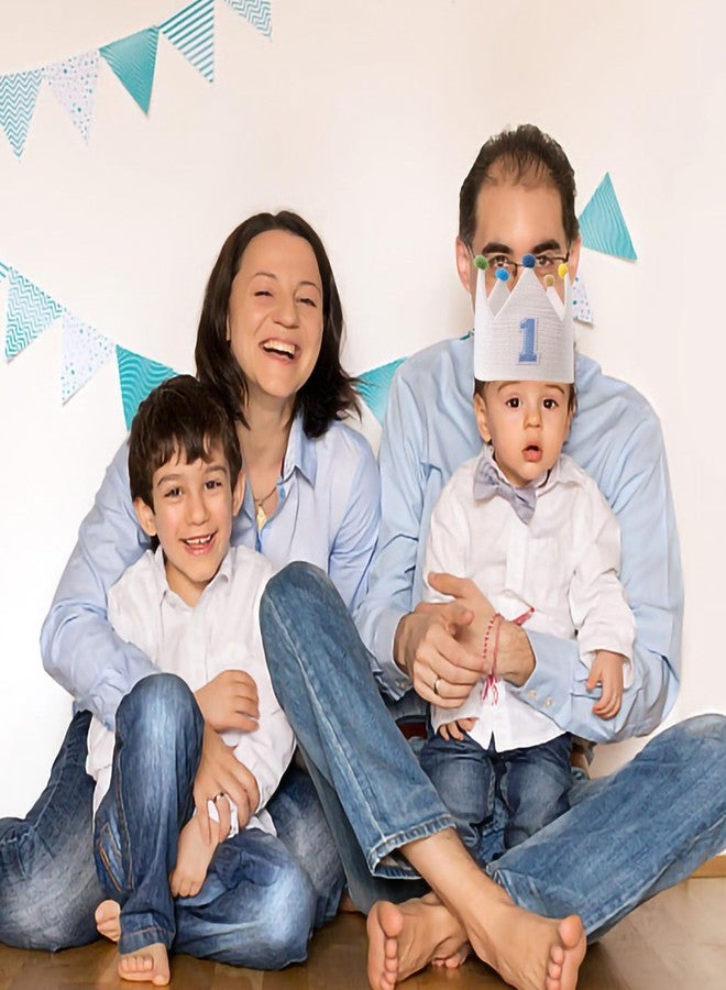 HODIHIWI Muslin Crown Hat First Birthday For Baby Boy Girl Party Decoration 1st Blue Headband - Image 2