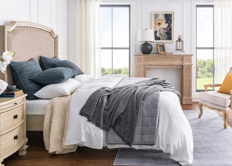 COCOPLOCEUS 26x26 Pillow Covers Decorative Euro Shams Set of 2 Cotton Boho Throw Pillow Covers Large Square Pillowcase for Couch Bed  Blue Grey - Image 3