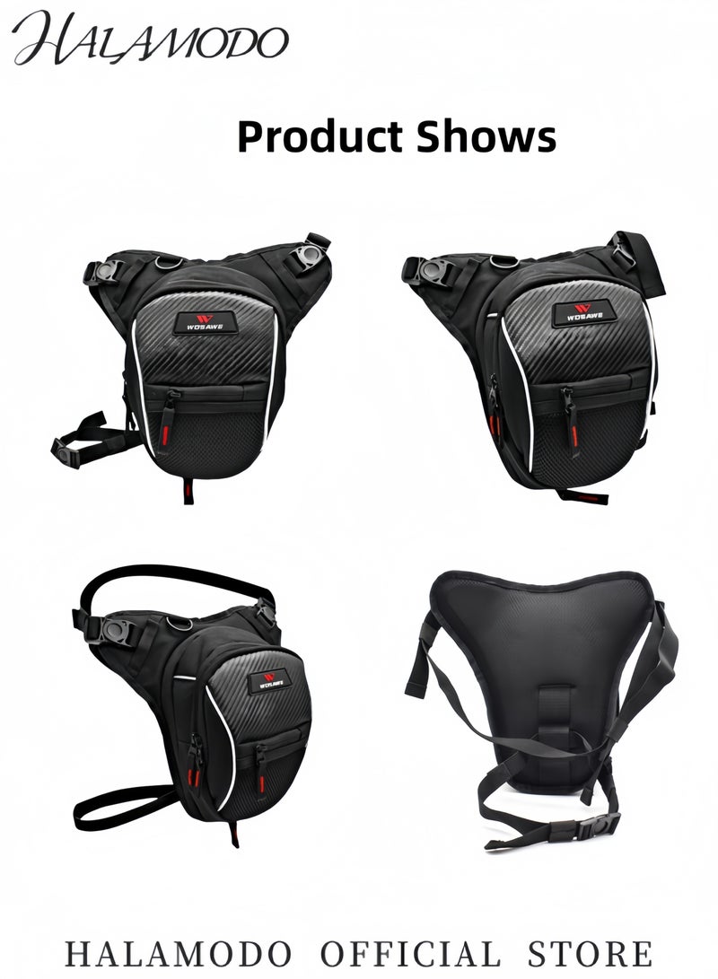 HALAMODO Men's Canvas Drop Leg Bag Outdoor Waist Pack Tactical Bag Motorcycle Bag Bike Bag Multi-Pocket Waist Pouch Multifunctional Bag for Travel & Hiking & Climbing  - Image 2