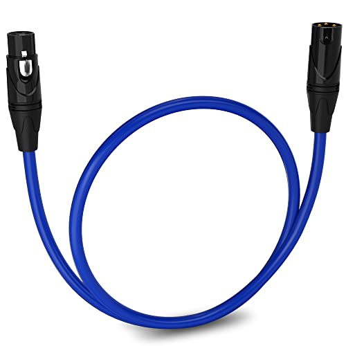 LyxPro 1.5 Feet XLR Microphone Cable Balanced Male to Female 3 Pin Mic Cord for Powered Speakers Audio Interface Professional Pro Audio Performance and Recording Devices - Blue - Image 1