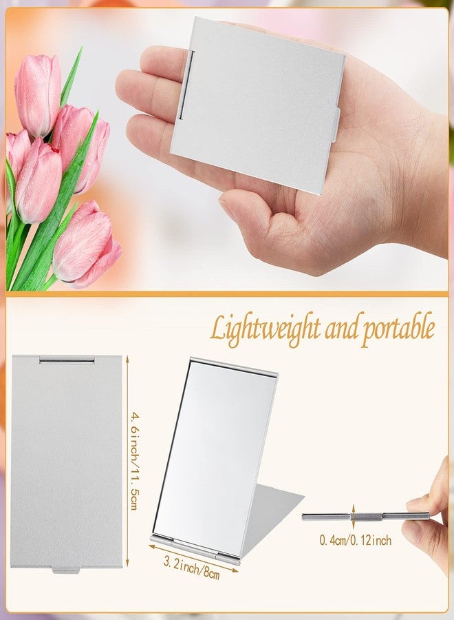 Blulu 2 Pieces Mini Portable Folding Mirrors for Purse, Ultra Slim Pocket Makeup Travel Aluminum Shell Compact Cosmetic Mirrors for Makeup Palette(4.5 x 3.1 Inches) - Image 2