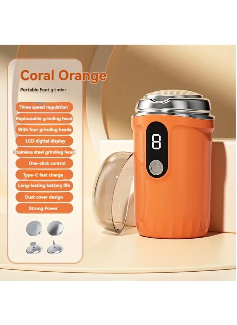 Arabest Electric Callus Remover for Feet and Nail Grinding with 4 Alloy Heads 3 Speed Adjustment Rechargeable Waterproof Foot File Perfect for Dead Hard Cracked Dry Skin (Orange)  - Image 1