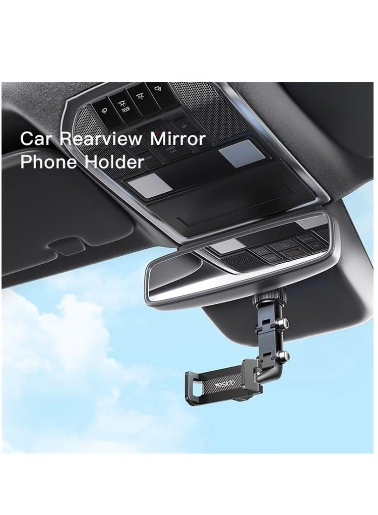 YESIDO C192 Clip-on Rotating Car Rearview Mirror Mount Adjustable Bracket for 4-6.7inch Phone Holder. - Image 2