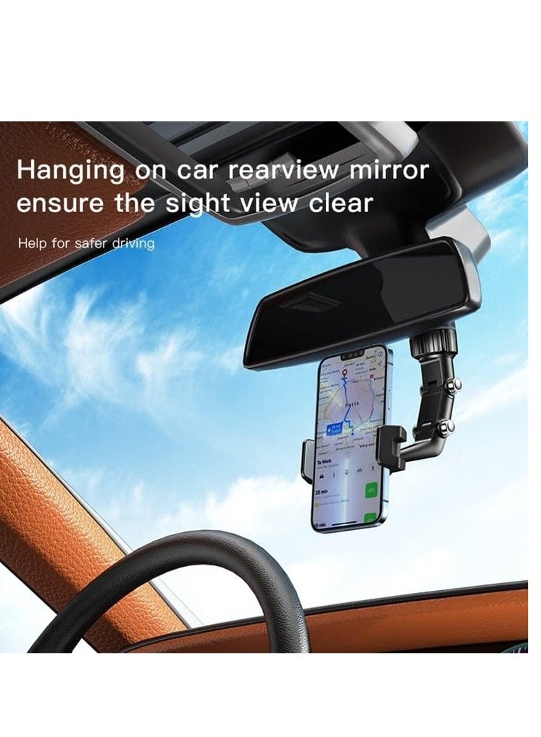 YESIDO C192 Clip-on Rotating Car Rearview Mirror Mount Adjustable Bracket for 4-6.7inch Phone Holder. - Image 5