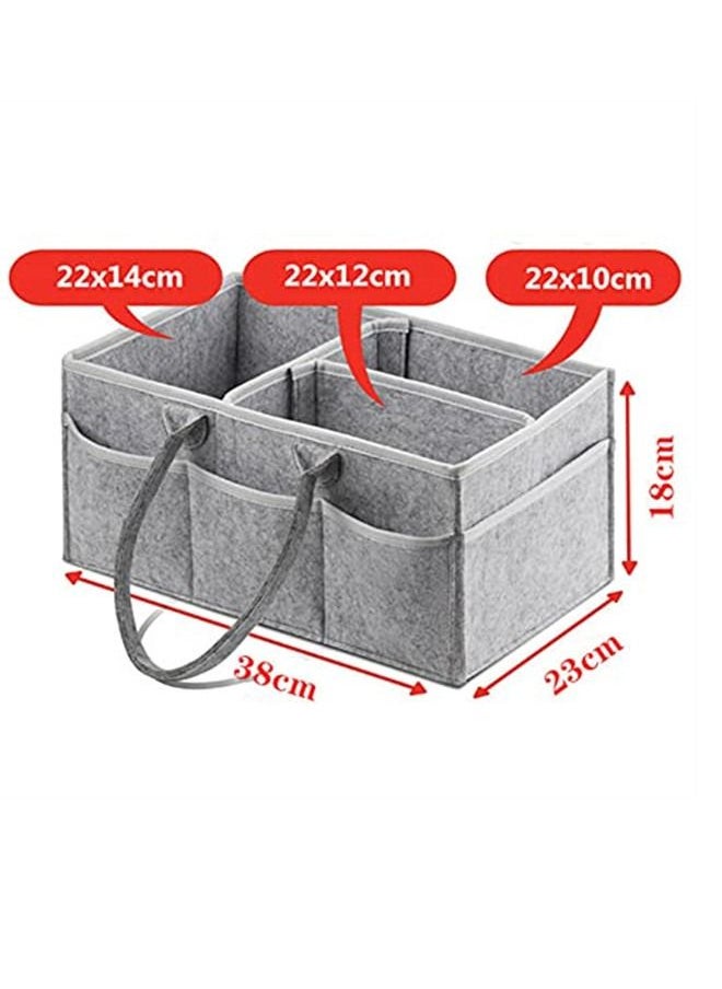 BLOOMING TIME Baby Felt Organizer Bag, Large Portable Diaper Caddy, Grey  - Image 3
